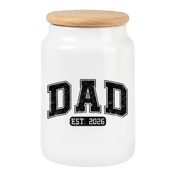 Papa est en 2026 Nouveau Papa Papa sera la fête des pères en 2026 - Boîte à biscuits avec couvercle en bois - blanc - Devant