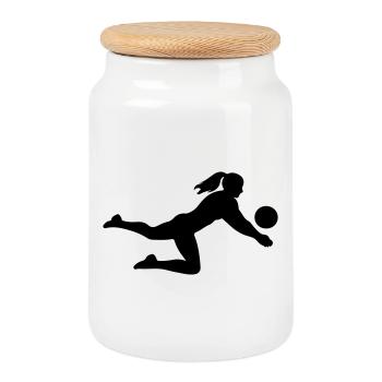 Volleyball Silhouette - Keksdose mit Holzdeckel - Weiß - Vorne