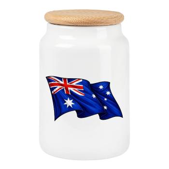 Australian flag Australia - Cookie Jar with Wooden Lid - white - Front
