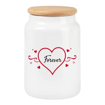 Cadeau de la Saint-Valentin en cœur rouge - Boîte à biscuits avec couvercle en bois - blanc - Devant
