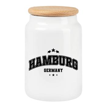 Lettrage de l’Arc de Hambourg - Boîte à biscuits avec couvercle en bois - blanc - Devant