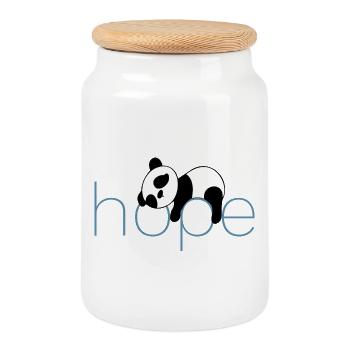 Hoffnung in Pandas - Keksdose mit Holzdeckel - Weiß - Vorne