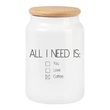All I need is coffee - Boîte à biscuits avec couvercle en bois - blanc - Devant