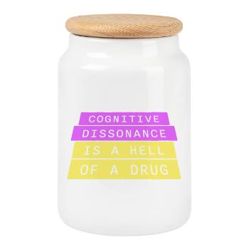 Cognitive Dissonance Is A Hell Of A Drug Spruch - Keksdose mit Holzdeckel - Weiß - Vorne