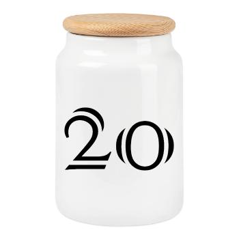 20. 20 YEARS. 20th ANNIVERSARY. 20 YEARS ANNIVERSARY. - Cookie Jar with Wooden Lid - white - Front