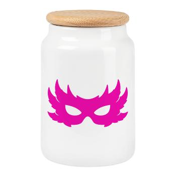 Venetian Mask - Cookie Jar with Wooden Lid - white - Front
