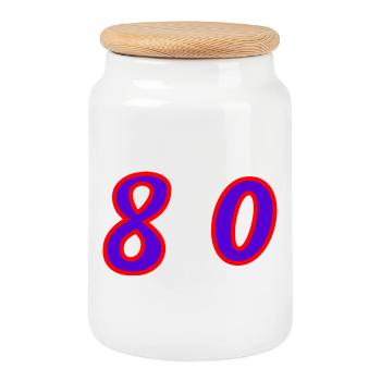 80. 80 YEARS. 80th ANNIVERSARY. 80 YEARS ANNIVERSARY. - Cookie Jar with Wooden Lid - white - Front