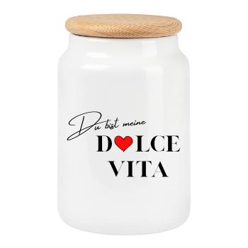 Dire l’amour - Boîte à biscuits avec couvercle en bois - blanc - Devant