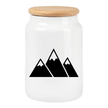 Berge Gebirge Wandern Outdoor Vektor - Keksdose mit Holzdeckel - Weiß - Vorne