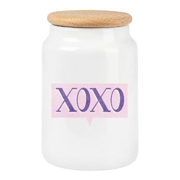 XoXo – Culture populaire Amour, câlin, Langage jeunesse - Boîte à biscuits avec couvercle en bois - blanc - Devant