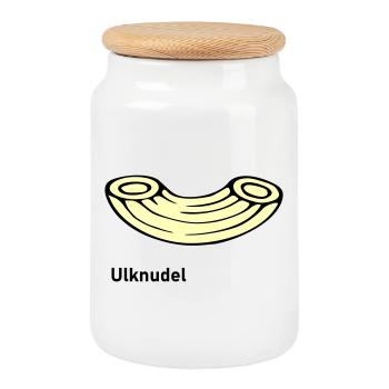 Ulknudel - Cookie Jar with Wooden Lid - white - Front