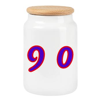 90. 90 ANS. 90e ANNIVERSAIRE. ANNIVERSAIRE 90 ANS. - Boîte à biscuits avec couvercle en bois - blanc - Devant