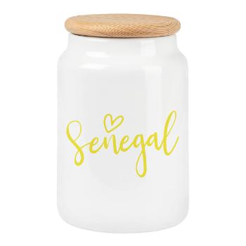 Senegal Heart Women's Love Senegal - Keksdose mit Holzdeckel - Weiß - Vorne