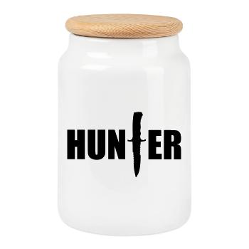 Chasse - Hunter - Boîte à biscuits avec couvercle en bois - blanc - Devant