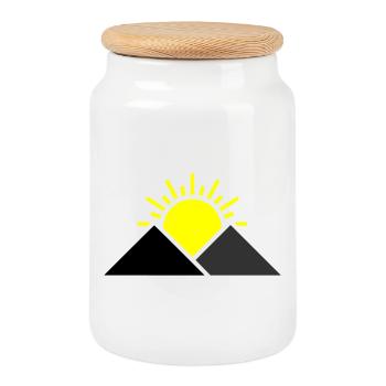 Sonne Berge Landschaft - Keksdose mit Holzdeckel - Weiß - Vorne