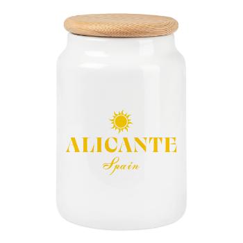 Logo vintage du Soleil d’Alicante Espagne - Boîte à biscuits avec couvercle en bois - blanc - Devant