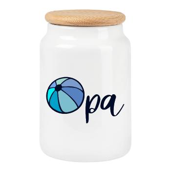 Water Polo Grandpa - Baby Announce - Cookie Jar with Wooden Lid - white - Front