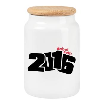 Dabei seit Jahrgang 2016 geboren - Keksdose mit Holzdeckel - Weiß - Vorne