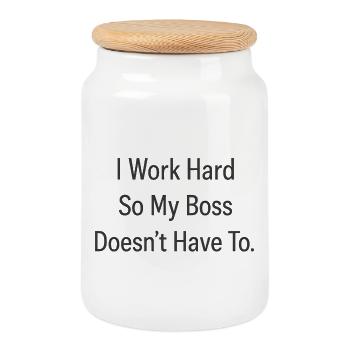 I Work Hard So My Chef Doesn’t Have To - Cookie Jar with Wooden Lid - white - Front
