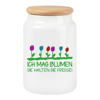 Gardener Garden Funny Saying Flowers - Cookie Jar with Wooden Lid - white - Front