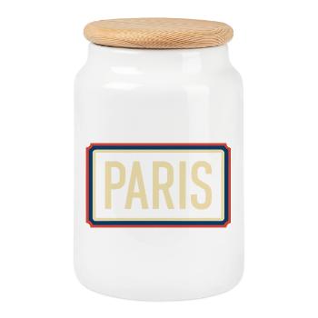 Paris Retro Badge Emblem - Boîte à biscuits avec couvercle en bois - blanc - Devant