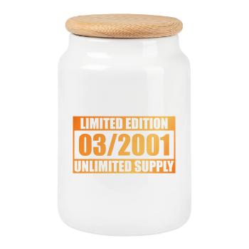25th Anniversary Limited Edition - ꝏ Supply 03/2001 - Cookie Jar with Wooden Lid - white - Front