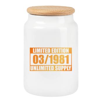 45th Anniversary Limited Edition - ꝏ Supply 03/1981 - Cookie Jar with Wooden Lid - white - Front