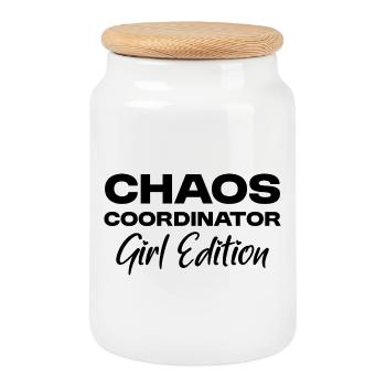 Chaos-Koordinator - Girl Edition - Girl Mom - Keksdose mit Holzdeckel - Weiß - Vorne
