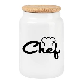 Chef de cuisine - Cookie Jar with Wooden Lid - white - Front