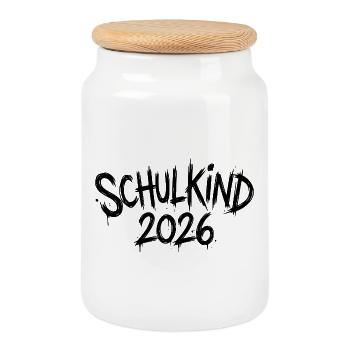 Schoolchild 2026 - Cookie Jar with Wooden Lid - white - Front