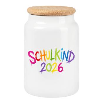 Schoolchild 2026 - Cookie Jar with Wooden Lid - white - Front