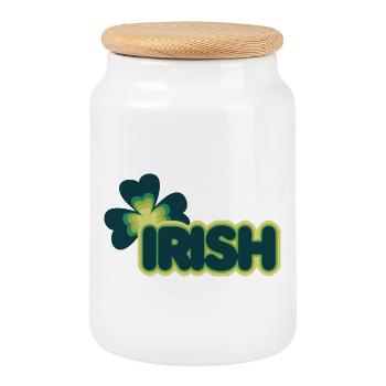 Retro Shamrock Glow - Cookie Jar with Wooden Lid - white - Front