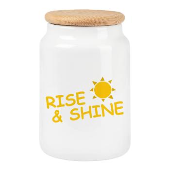 RISE AND SHINE - Cookie Jar with Wooden Lid - white - Front