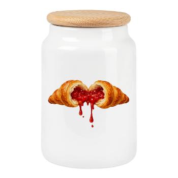 Gefülltes Croissant mit Fruchtfüllung Illustration - Keksdose mit Holzdeckel - Weiß - Vorne
