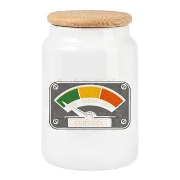 Cortisol Niedrig Messgerät Biologie Spaß - Keksdose mit Holzdeckel - Weiß - Vorne