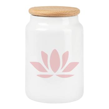 Fleurs de lotus, fleurs de lotus, yoga de la fleur en fleurs pastel - Boîte à biscuits avec couvercle en bois - blanc - Devant