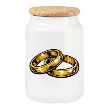 Anneaux de mariage en or Symbole de l’Éternité - Boîte à biscuits avec couvercle en bois - blanc - Devant