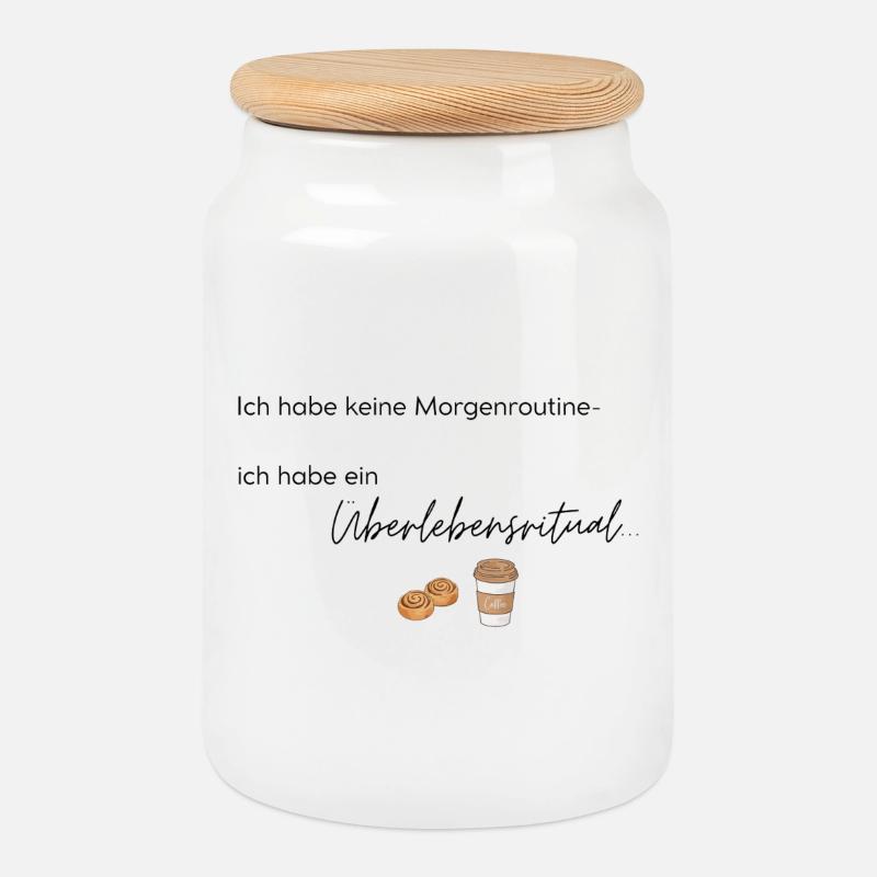 LIEBEVOLL Morgenroutine Zimtschnecke  - Keksdose mit Holzdeckel - Weiß