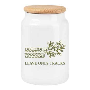 Art de la bande de rodée de pneu arbre Leave Only Tracks - Boîte à biscuits avec couvercle en bois - blanc - Devant