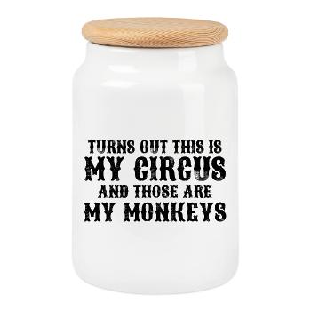 It turns out that this is my circus and m - Cookie Jar with Wooden Lid - white - Front