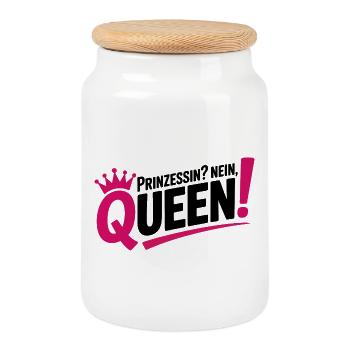 Queen instead of princess - Cookie Jar with Wooden Lid - white - Front