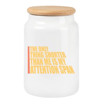 La seule chose plus petite que moi, c’est mon attention - Boîte à biscuits avec couvercle en bois - blanc - Devant