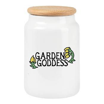 Deux silhouettes en floraison jaune - Boîte à biscuits avec couvercle en bois - blanc - Devant