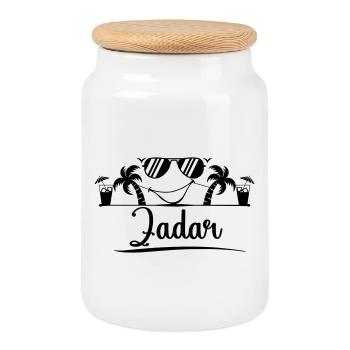 Zadar - Cookie Jar with Wooden Lid - white - Front