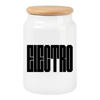 Conception de la typographie de musique électro - Boîte à biscuits avec couvercle en bois - blanc - Devant