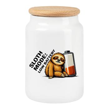 Sloth and Juice Bottle Chill - Cookie Jar with Wooden Lid - white - Front