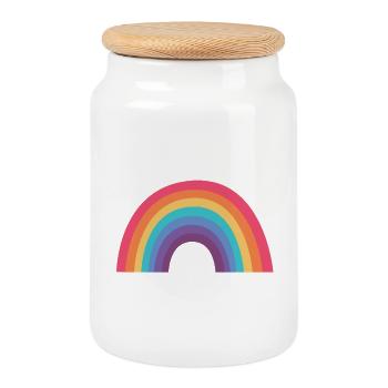 Arches arc-en-ciel - Boîte à biscuits avec couvercle en bois - blanc - Devant