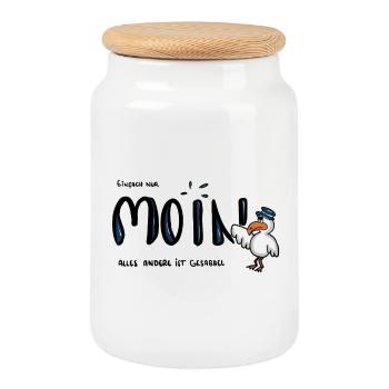 Moin Küstenseemöwe im Sailor-Style - Keksdose mit Holzdeckel - Weiß - Vorne
