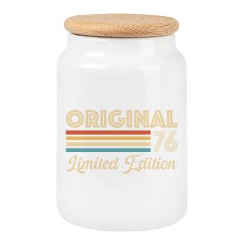 50th Birthday 50 Years 1976 Original 76 Gift - Cookie Jar with Wooden Lid - white - Front