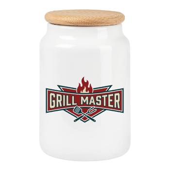 Master of the Grill Tools Barbecue Flames - Keksdose mit Holzdeckel - Weiß - Vorne